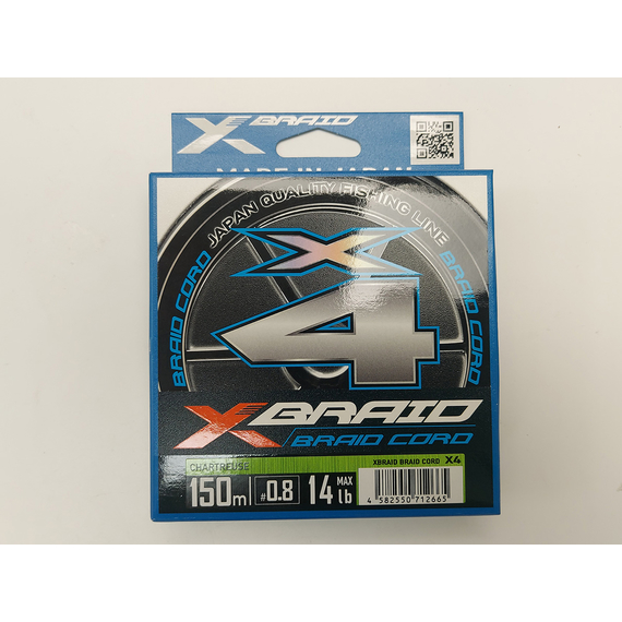 Шнур YGK X-Braid Braid Cord X4 150m #0.8/0.148mm 14lb/6.3kg, Діаметр: #0.8/0.148mm, фото , изображение 3
