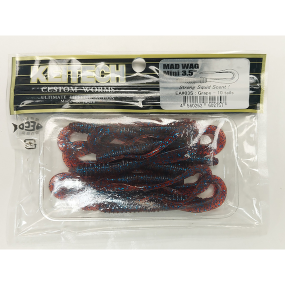 Силикон Keitech Mad Wag Mini 3.5" (10 шт/упак) ц:ea#03 grape, Длина силикона: 3.5" (8.9 см), Расцветка силикона: EA#03 Grape, фото , изображение 9