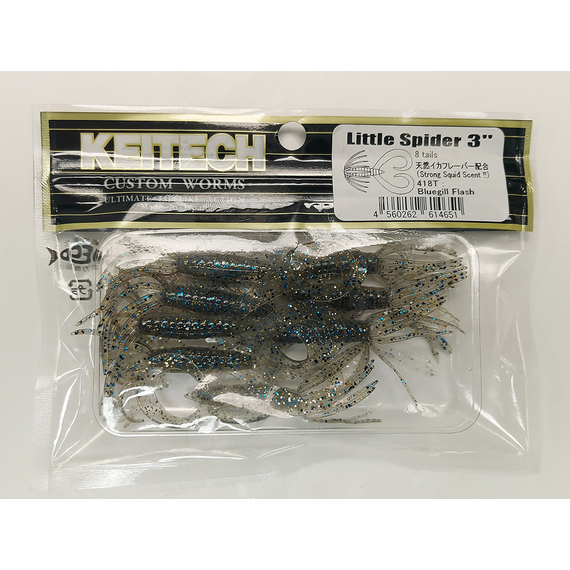 Силікон Keitech Little Spider 3" (8 шт/упак), колір:418 bluegill flash, Довжина силікону: 3" (7.6 см), Колір силікону: 418 Bluegill Flash, фото , изображение 2