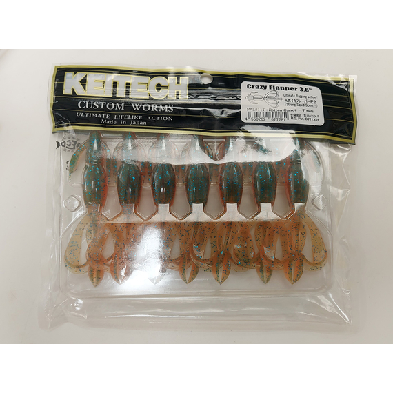 Силікон Keitech Crazy Flapper 3.6" (7 шт/упак), колір: pal#11 rotten carrot, Довжина силікону: 3.6" (9.1 см), Колір силікону: PAL#11 Rotten Carrot, фото , изображение 5