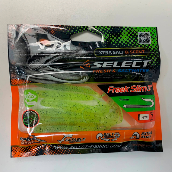 Силікон Select Freek Slim 3" col.072 (7 шт/пак), Довжина силікону: 3" (7.62 см), Колір силікону: 072, фото , изображение 6