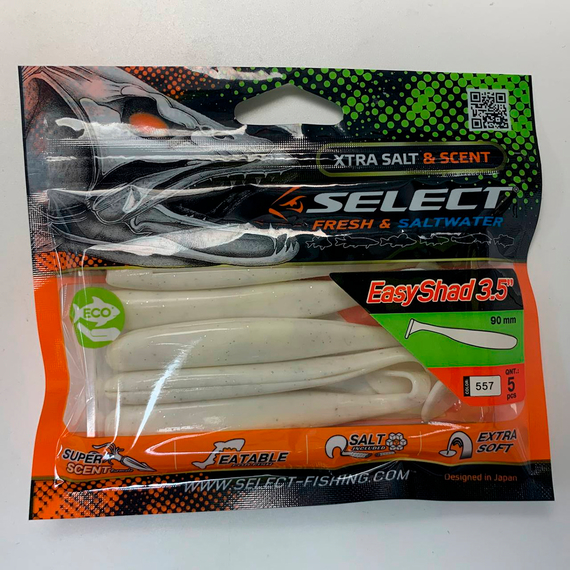 Силікон Select Easy Shad 3.5" #557 — їстівний віброхвіст для судака, щуки та великого окуня (5 шт/упак), Довжина силікону: 3.5" (8.89 см), Колір силікону: 557, фото , изображение 26