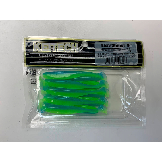 Силикон Keitech Easy Shiner 3" (10 шт/упак) ц:pal#03 ice chartreuse, Длина силикона: 3" (7.6 см), Расцветка силикона: PAL#03 Ice Chartreuse, фото , изображение 3
