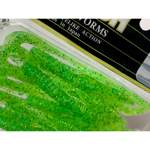 Силикон Keitech Mad Wag Mini 3.5" (10 шт/упак) ц:424 lime chartreuse, Длина силикона: 3.5" (8.9 см), Расцветка силикона: 424 Lime Chartreuse, фото , изображение 10