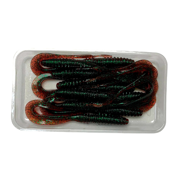 Силікон Keitech Mad Wag Mini 3.5" (10 шт/упак), колір:302 plum green flk., Довжина силікону: 3.5" (8.9 см), Колір силікону: 302 Plum Green Flk., фото , изображение 3