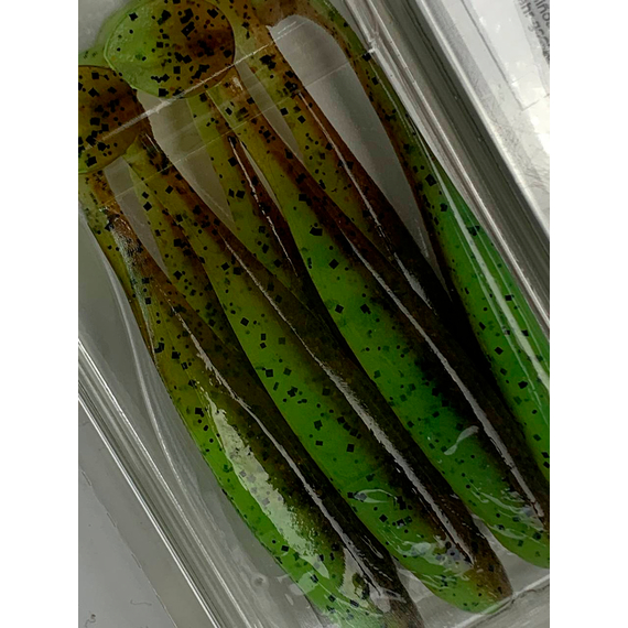 Силікон Keitech Easy Shiner 3.5", колір:401 greenpumpkinpp.chart, Довжина силікону: 3.5" (8.9 см), Колір силікону: 401 Green Pumpkin/Chartreuse, фото , изображение 10