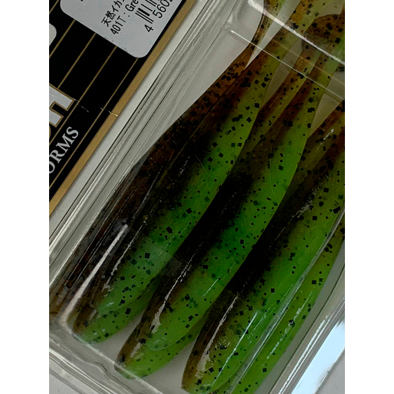 Силікон Keitech Easy Shiner 3.5", колір:401 greenpumpkinpp.chart, Довжина силікону: 3.5" (8.9 см), Колір силікону: 401 Green Pumpkin/Chartreuse, фото , изображение 9