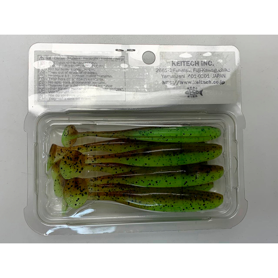 Силікон Keitech Easy Shiner 3.5", колір:401 greenpumpkinpp.chart, Довжина силікону: 3.5" (8.9 см), Колір силікону: 401 Green Pumpkin/Chartreuse, фото , изображение 12