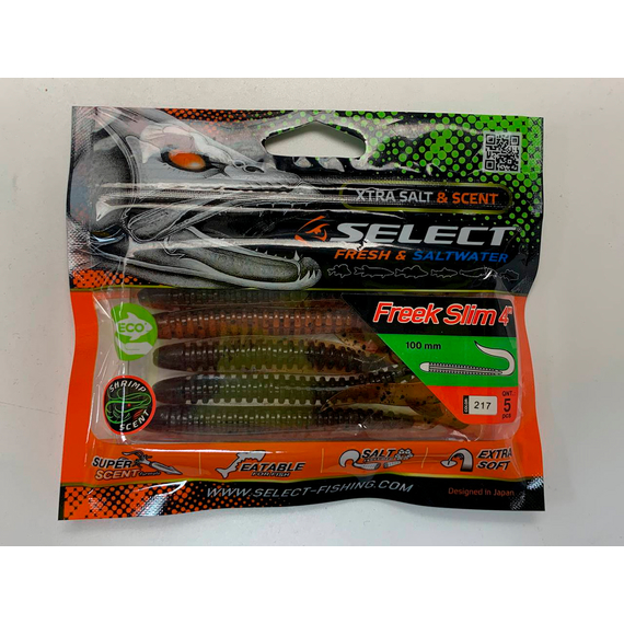 Силикон Select Freek Slim 4" col.217 (5 шт/пак), Длина силикона: 4.0" (10.16 см), Расцветка силикона: 217, фото , изображение 3