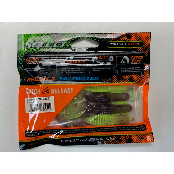 Силікон Select Kraken-X 3.5" col.201 (4 шт/упак), Довжина силікону: 3.5" (8.89 см), Колір силікону: 201, фото , изображение 12