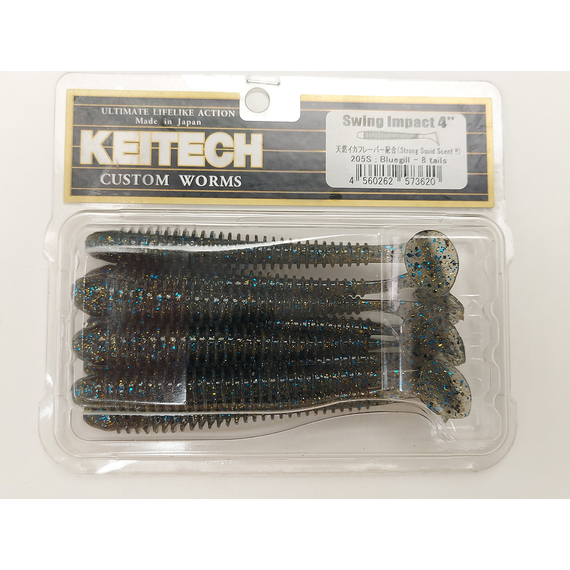Силікон Keitech Swing Impact 4" (8 шт/упак), колір:205 bluegill, Довжина силікону: 4" (10.2 см), Колір силікону: 205 Bluegill, фото , изображение 6