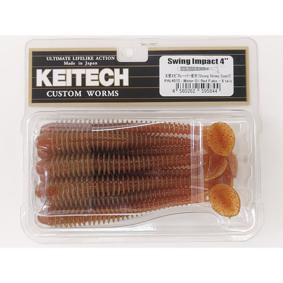 Силікон Keitech Swing Impact 4" (8 шт/упак), колір:pal#07 motoroil red flake, Довжина силікону: 4" (10.2 см), Колір силікону: pal#07 motoroil red flake, фото , изображение 5