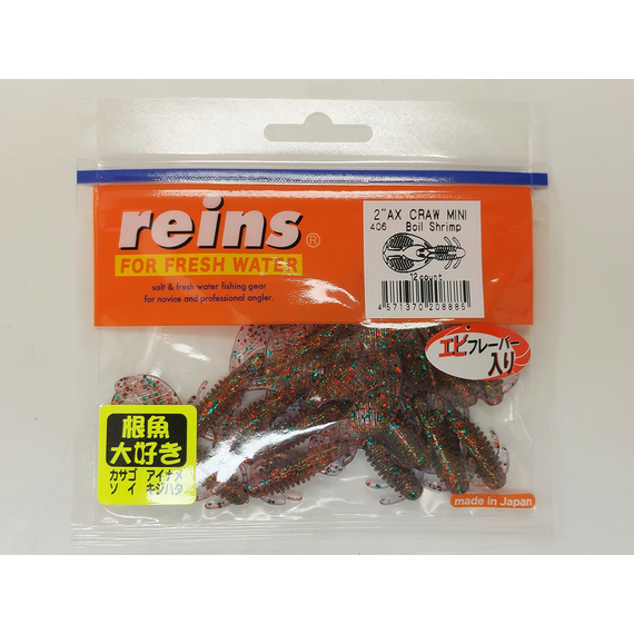 Силікон Reins AX Craw Mini 2" 406 Boil Shrimp (12шт/уп), Довжина силікону: 2.0" (5,08 см), Колір силікону: 406 Boil shrimp, фото , изображение 2