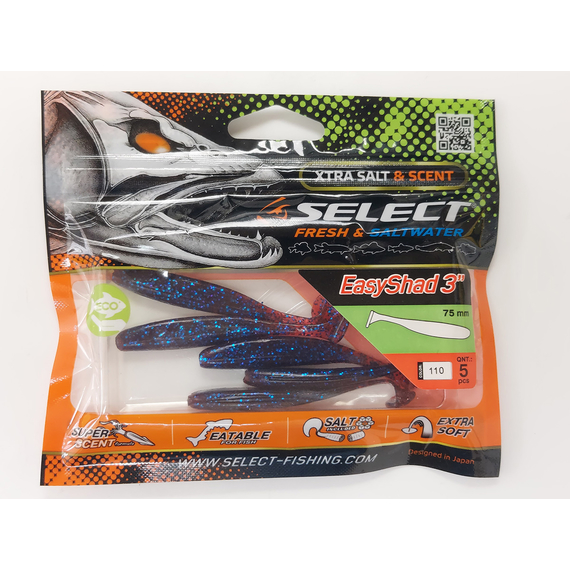 Силикон Select Easy Shad 3" col.110 (5 шт/упак), Длина силикона: 3" (7.62 см), Расцветка силикона: 110, фото , изображение 25
