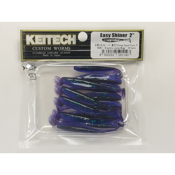 Силікон Keitech Easy Shiner 2" (12 шт/упак), колір:408 electric june bug, Довжина силікону: 2" (5.1 см), Колір силікону: 408 Electric June Bug, фото , изображение 5