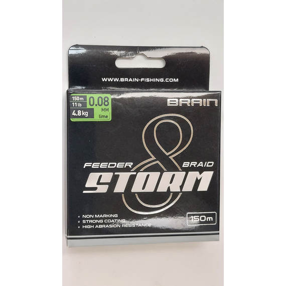 Шнур Brain Storm 8X (lime) 150m 0.08mm 11lb/4.8kg, Діаметр: 0.08mm, Колір: Салатовий, фото , изображение 2