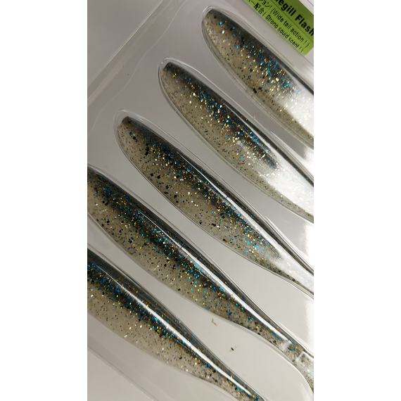 Силикон Keitech Easy Shiner 5" (5 шт/упак) ц:418 bluegill flash, Длина силикона: 5" (12.7 см), Расцветка силикона: 418 Bluegill Flash, фото , изображение 5