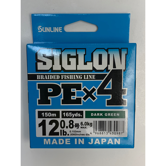 Шнур Sunline Siglon PE х4 150m (темн-зел.) #0.8/0.153mm 12lb/6.0kg, Диаметр: #0.8/0.153mm, Размотка: 150m, Выберите цвет: темно-зеленый, фото , изображение 2