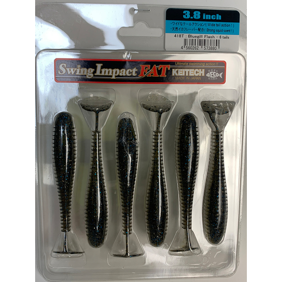 Силікон Keitech Swing Impact FAT 3.8" (6 шт/упак), колір:418 bluegill flash, Довжина силікону: 3.8" (9.7 см), Колір силікону: 418 Bluegill Flash, фото , изображение 3