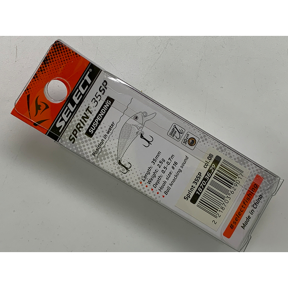 Воблер Select Sprint 35SP 2.5g col.08 (0.5-0.7m), Цвет воблера: col.08, фото , изображение 17