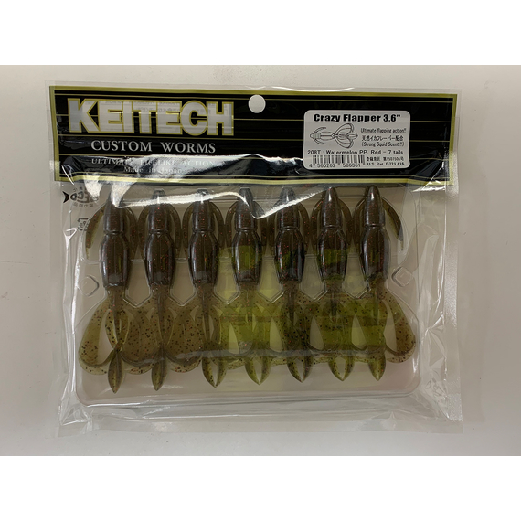 Силікон Keitech Crazy Flapper 3.6" (7 шт/упак), колір: 208 watermelon pp. red, Довжина силікону: 3.6" (9.1 см), Колір силікону: 208 Watermelon PP. Red, фото , изображение 7