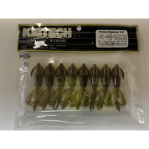 Силикон Keitech Crazy Flapper 2.8" (8 шт/упак) ц:208 watermelon pp. red, Длина силикона: 2.8" (7.1 см), Расцветка силикона: 208 Watermelon PP. Red, фото , изображение 14