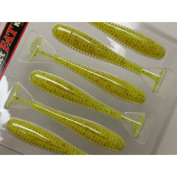 Силікон Keitech Swing Impact FAT 3.8" (6 шт/упак), колір:pal#01 chartreuseredflake, Довжина силікону: 3.8" (9.7 см), Колір силікону: PAL#01 Chartreuse Red Flake, фото , изображение 9