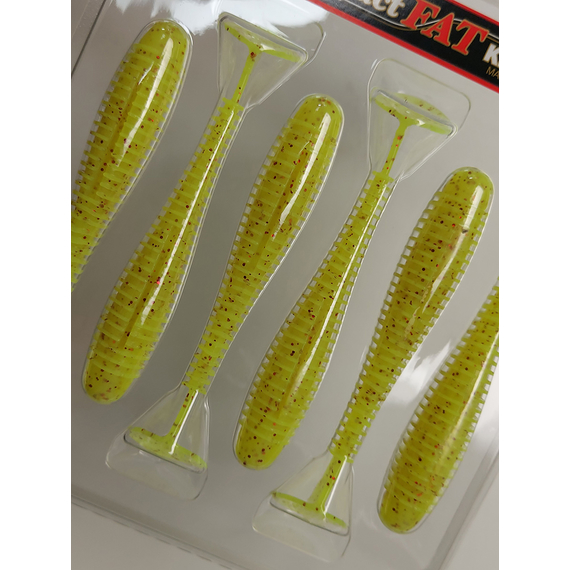 Силікон Keitech Swing Impact FAT 3.8" (6 шт/упак), колір:pal#01 chartreuseredflake, Довжина силікону: 3.8" (9.7 см), Колір силікону: PAL#01 Chartreuse Red Flake, фото , изображение 11