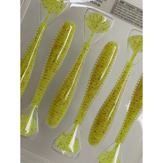 Силікон Keitech Swing Impact FAT 3.8" (6 шт/упак), колір:pal#01 chartreuseredflake, Довжина силікону: 3.8" (9.7 см), Колір силікону: PAL#01 Chartreuse Red Flake, фото , изображение 12