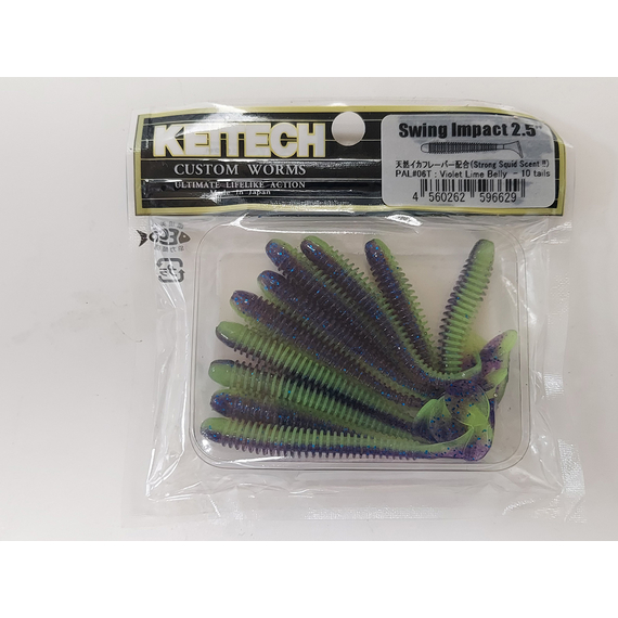 Силікон Keitech Swing Impact 2.5" (10 шт/упак), колір:pal#06 violet lime berry, Довжина силікону: 2.5" (6.3 см), Колір силікону: PAL#06 Violet Lime Berry, фото , изображение 5