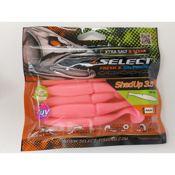 Силікон Select Shad Up 3.5" col.PA44 (5 шт/упак), Довжина силікону: 3.5" (8.89 см), Колір силікону: PA44, фото , изображение 2