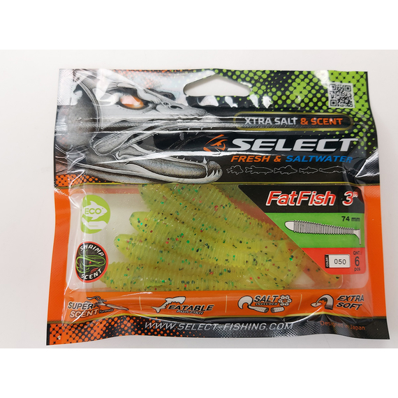 Силікон Select Fatfish 3" col.050 (6 шт/упак), Довжина силікону: 3" (7.62 см), Колір силікону: 050, фото , изображение 8