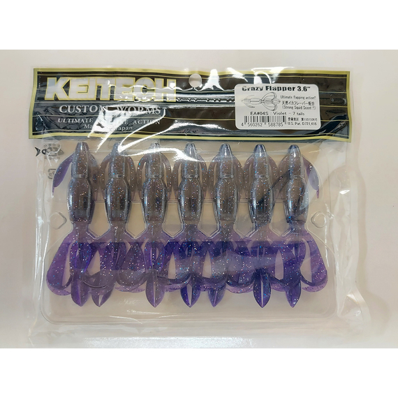 Силікон Keitech Crazy Flapper 3.6" (7 шт/упак), колір: ea#04 violet, Довжина силікону: 3.6" (9.1 см), Колір силікону: EA#04 Violet, фото , изображение 8