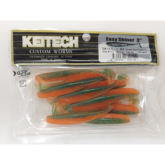 Силикон Keitech Easy Shiner 3" (10 шт/упак) ц:pal#11 rotten carrot, Длина силикона: 3" (7.6 см), Расцветка силикона: PAL#11 Rotten Carrot, фото , изображение 7
