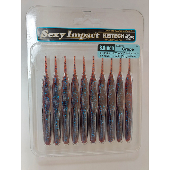 Силікон Keitech Sexy Impact 3.8" (10 шт/упак), колір:ea#03 grape, Довжина силікону: 3.8" (9.7 см), Колір силікону: EA#03 Grape, фото , изображение 7
