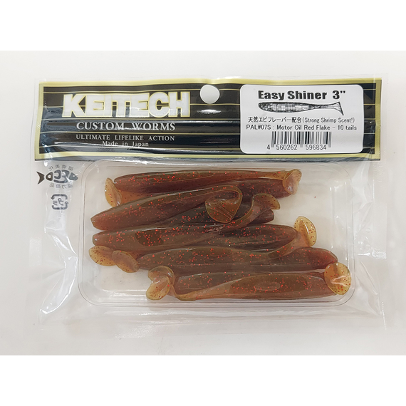 Силікон Keitech Easy Shiner 3" (10 шт/упак), колір:pal#07 motoroil red flake, Довжина силікону: 3" (7.6 см), Колір силікону: pal#07 motoroil red flake, фото , изображение 19