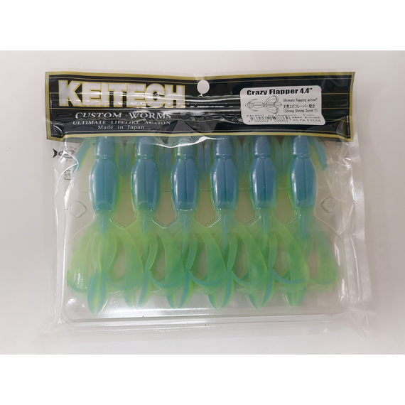 Силікон Keitech Crazy Flapper 4.4" (6 шт/упак), колір: pal#03 ice chartreuse, Довжина силікону: 4.4" (11.2 см), Колір силікону: PAL#03 Ice Chartreuse, фото , изображение 4