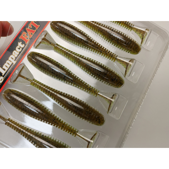 Силикон Keitech Swing Impact FAT 2.8" (8 шт/упак) цвет: 401 greenpumpkinpp.chart, Длина силикона: 2.8" (7.1 см), Расцветка силикона: 401 Green Pumpkin/Chartreuse, фото , изображение 5