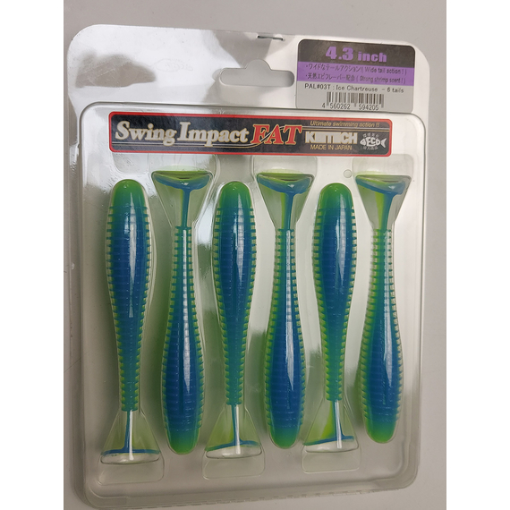 Силікон Keitech Swing Impact FAT 4.3" (6 шт/упак), колір:pal#03 ice chartreuse, Довжина силікону: 4.3" (10.9 см), Колір силікону: PAL#03 Ice Chartreuse, фото , изображение 9