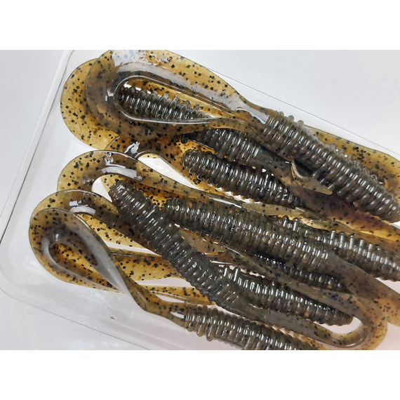 Силікон Keitech Mad Wag Mini 3.5" (10 шт/упак), колір:101 green pumpkin pp., Довжина силікону: 3.5" (8.9 см), Колір силікону: 101 Green Pumpkin PP, фото , изображение 7