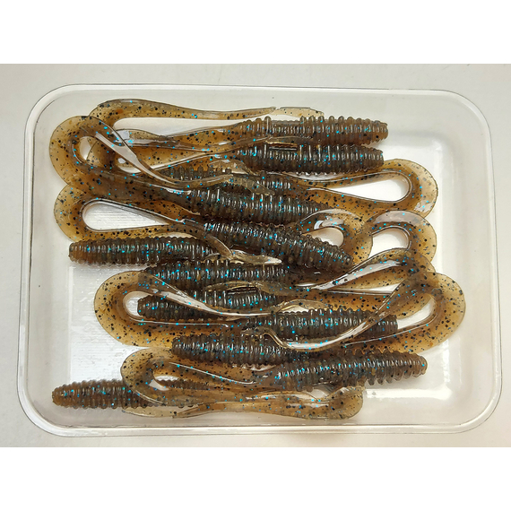 Силікон Keitech Mad Wag Mini 2.5" (12 шт/упак), колір:207 green pumpkin pp. flk, Довжина силікону: 2.5" (6.3 см), Колір силікону: 207 Green Pumpkin PP. Blue FLK, фото , изображение 14