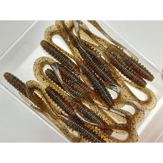 Силікон Keitech Mad Wag Mini 2.5" (12 шт/упак), колір:207 green pumpkin pp. flk, Довжина силікону: 2.5" (6.3 см), Колір силікону: 207 Green Pumpkin PP. Blue FLK, фото , изображение 15