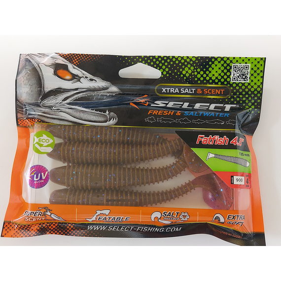 Силікон Select Fatfish 4.8" col.900 (4 шт/упак), Довжина силікону: 4.8" (12.19 см), Колір силікону: 900, фото , изображение 7