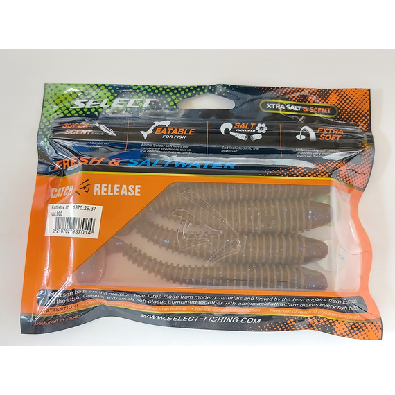 Силікон Select Fatfish 4.8" col.900 (4 шт/упак), Довжина силікону: 4.8" (12.19 см), Колір силікону: 900, фото , изображение 8