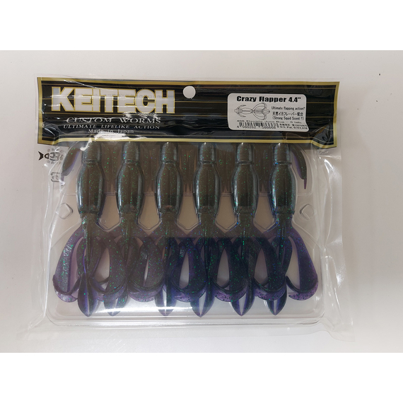 Силікон Keitech Crazy Flapper 4.4" (6 шт/упак), колір: 408 electric june bug, Довжина силікону: 4.4" (11.2 см), Колір силікону: 408 Electric June Bug, фото , изображение 7