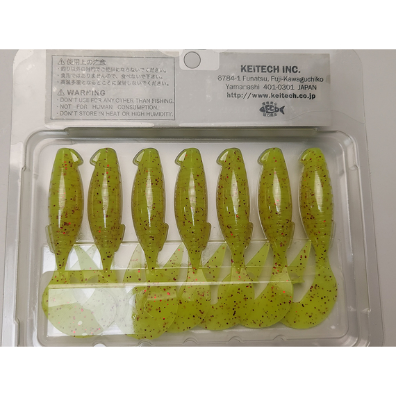 Силікон Keitech Flapper Grub 4" (7 шт/упак), колір:pal#01 chartreuse red flake, Довжина силікону: 4" (10.2 см), Колір силікону: PAL#01 Chartreuse Red Flake, фото , изображение 6