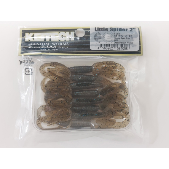 Силікон Keitech Little Spider 2" (8 шт/упак), колір:207 green pumpkin pp. flk, Довжина силікону: 2" (5.1 см), Колір силікону: 207 Green Pumpkin PP. Blue FLK, фото , изображение 7