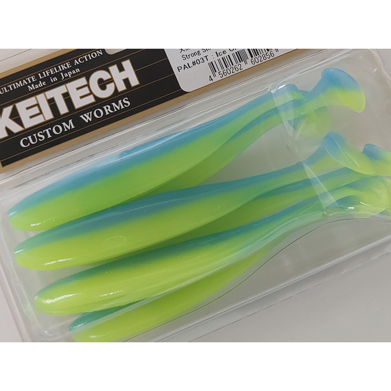Силікон Keitech Easy Shiner 4.5" (6 шт/упак), колір:pal#03 ice chartreuse, Довжина силікону: 4.5" (11.4 см), Колір силікону: PAL#03 Ice Chartreuse, фото , изображение 8