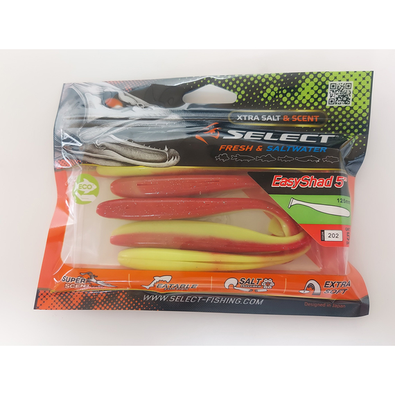 Силікон Select Easy Shad 5" #202 — їстівний віброхвіст для судака та щуки (5 шт/упак), Довжина силікону: 5" (12.7 см), Колір силікону: 202, фото , изображение 8