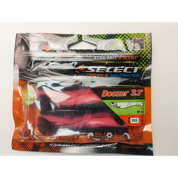 Силикон Select Boozer 3.3" col.205 (4 шт/упак), Длина силикона: 3.3" (8.38 см), Расцветка силикона: 205, фото , изображение 5